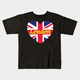 London England UK British Flag Heart Kids T-Shirt